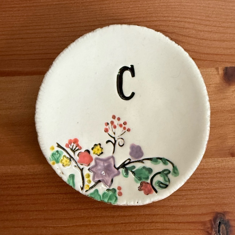Anthropologie - by the brick kiln - Ring dish with monogram “C”